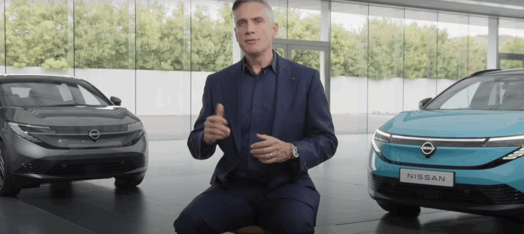 Nissan’s Vice President for Global Product Strategy, Richard Candler, with the 2026 Nissan Leaf